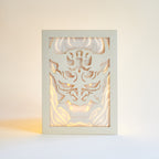 Japanese Oni demon mask with horns flames and ornaments