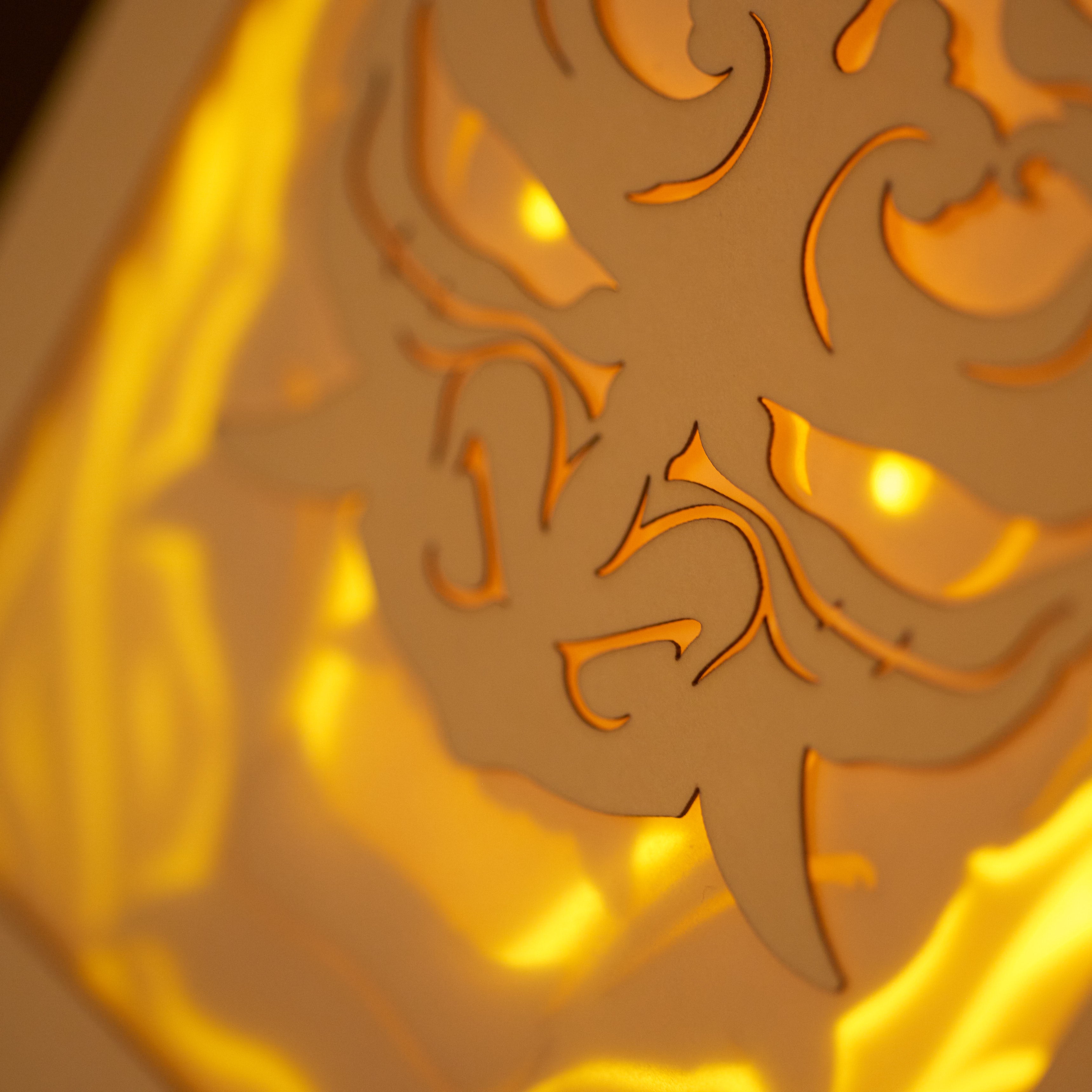 Japanese Oni demon mask with horns flames and ornaments