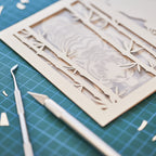 Elegant tiger drinking water among bamboo in forest