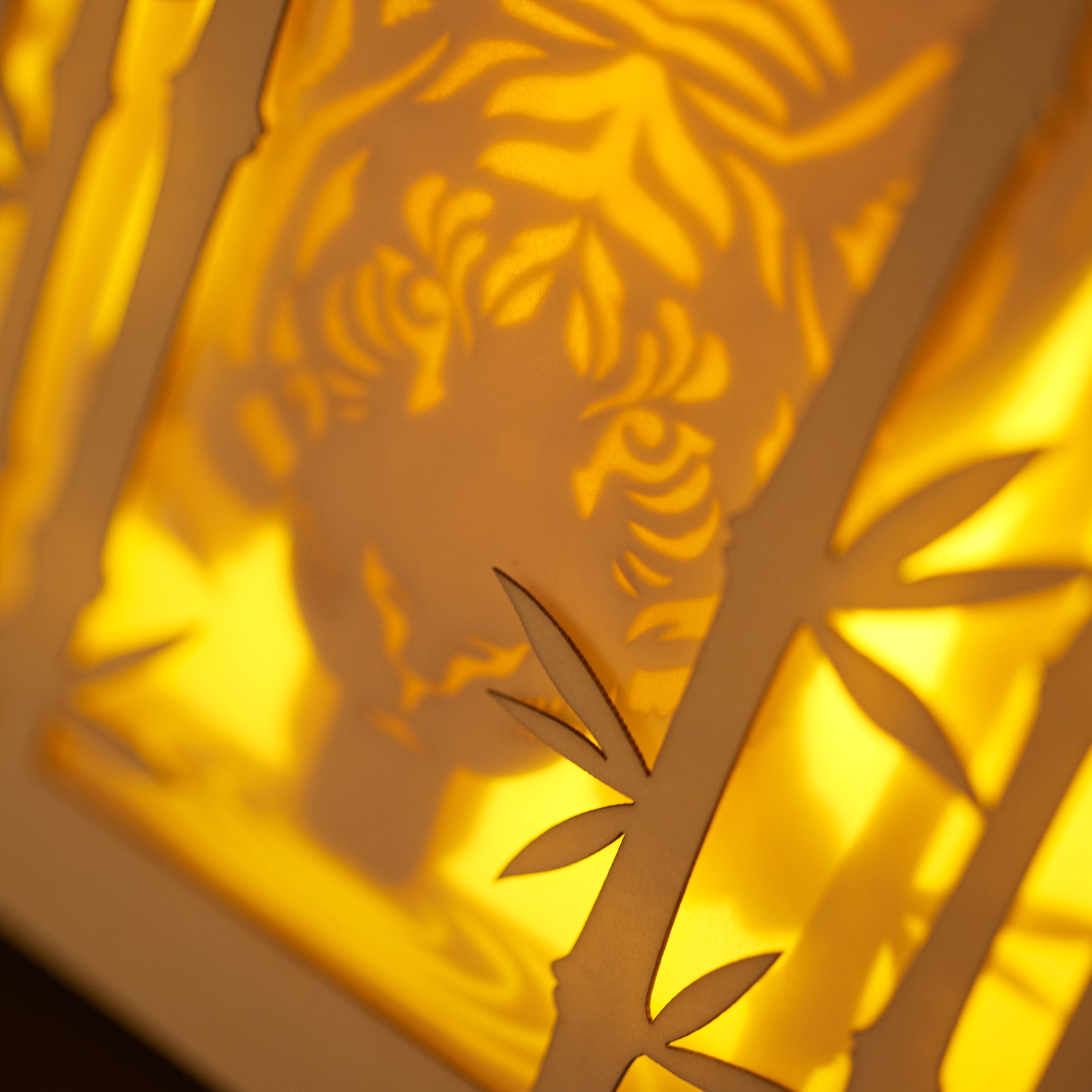 Elegant tiger drinking water among bamboo in forest