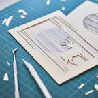 Graceful deer silhouette in winter forest with moon