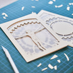 Leonardo da Vincci's Vitruvian Man with mechanical gears