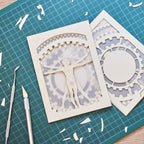 Leonardo da Vincci's Vitruvian Man with mechanical gears