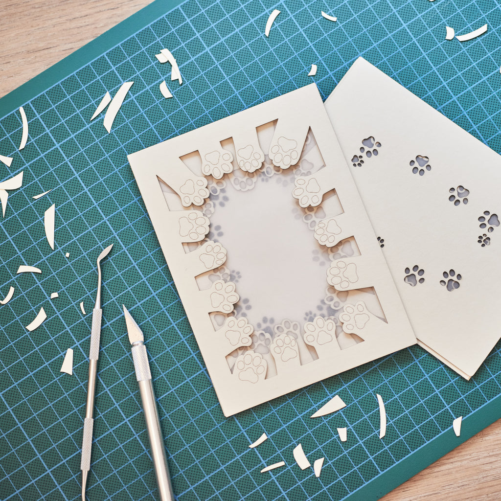 Circle of cat paws with plenty of space to add your wishes