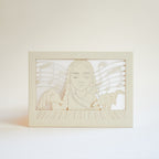 Young woman pianist with closed eyes playing piano with musical notes