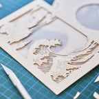 Hokusai Mount Fuji with ocean waves and bright sun