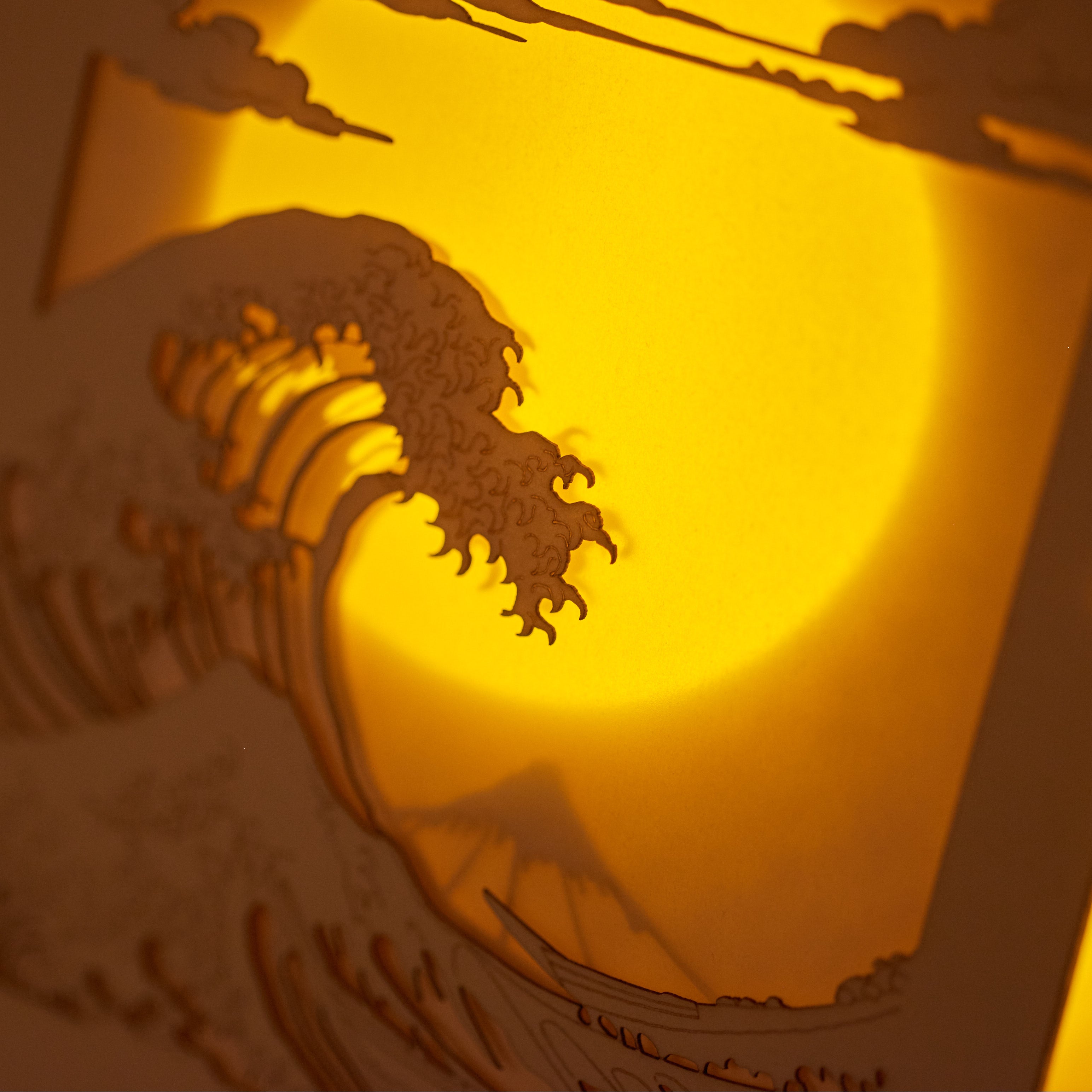 Hokusai Mount Fuji with ocean waves and bright sun