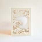 Hokusai Mount Fuji with ocean waves and bright sun