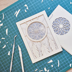 Dreamcatcher with beads feathers and intricate woven pattern