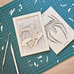 Spider-Man swinging on web with logo and intricate web design