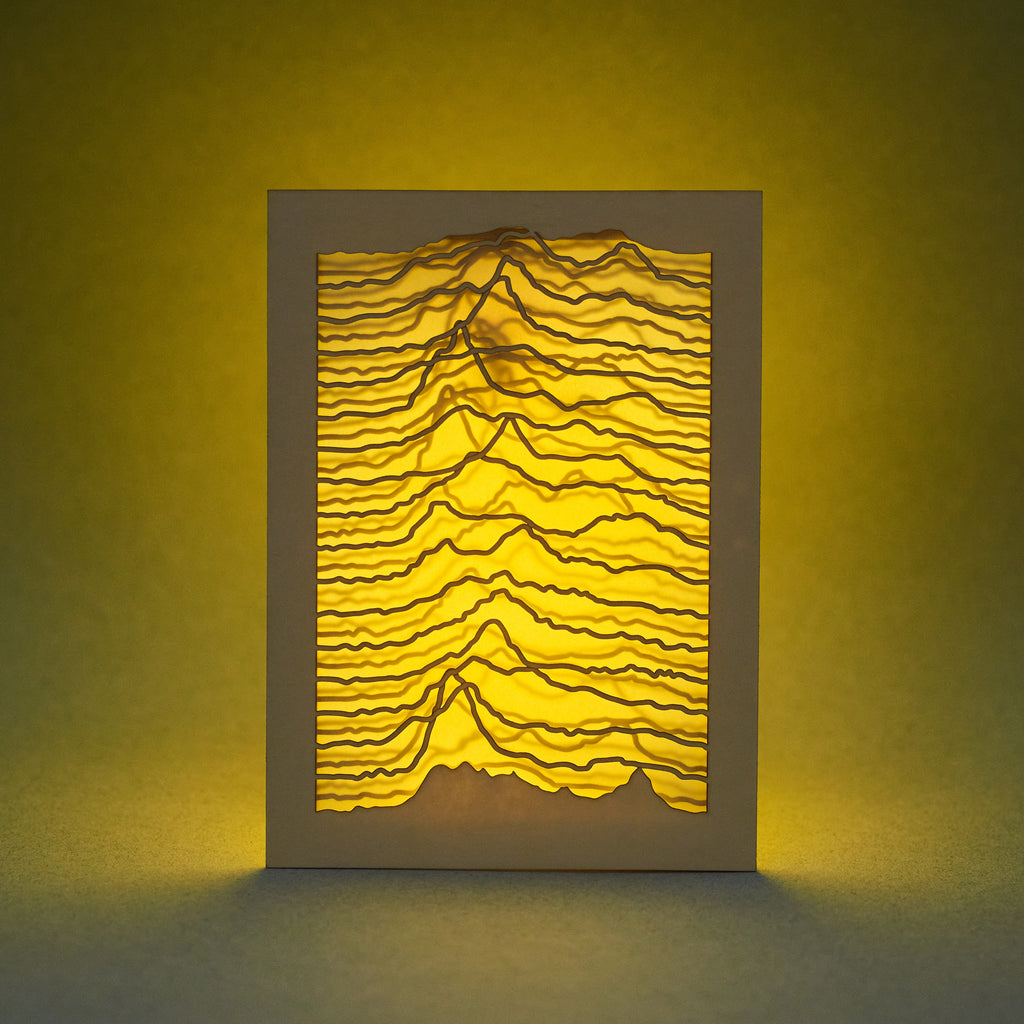 Radio telescope signal waves design as an homage to Joy Division Unknown Pleasures cover