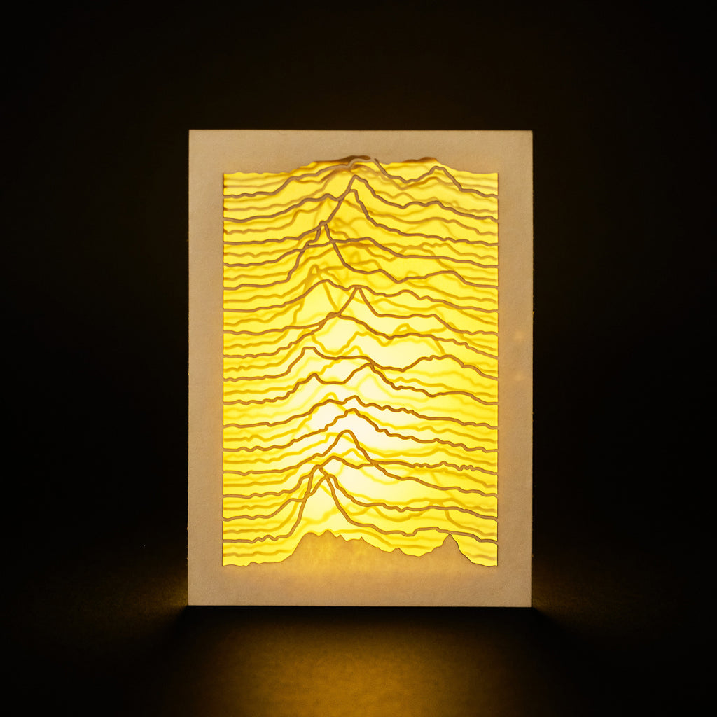 Radio telescope signal waves design as an homage to Joy Division Unknown Pleasures cover