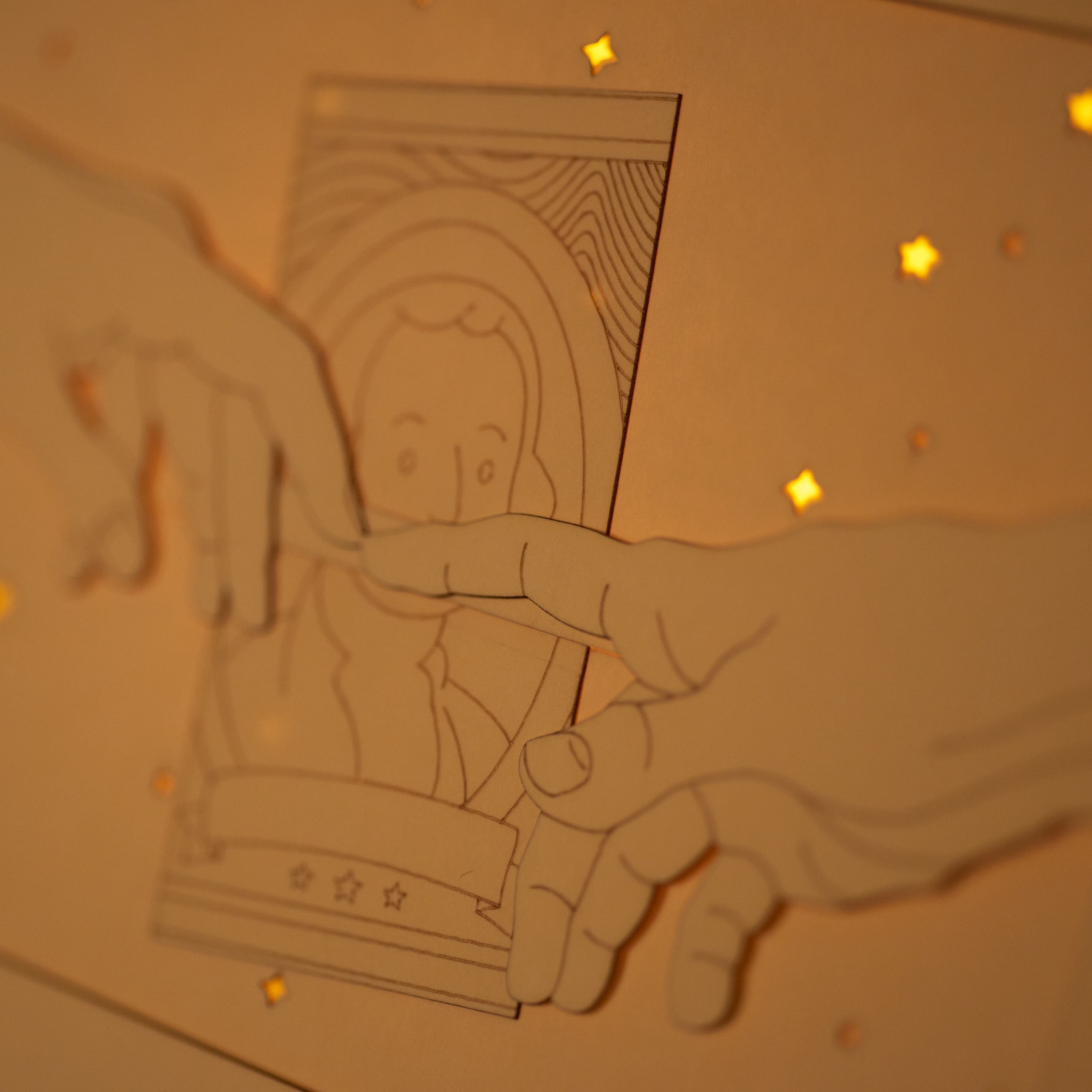 Michelangelo Creation of Adam touching hands with gift compartment