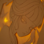 Minimalist anime girl with bun hairstyle halo and butterflies