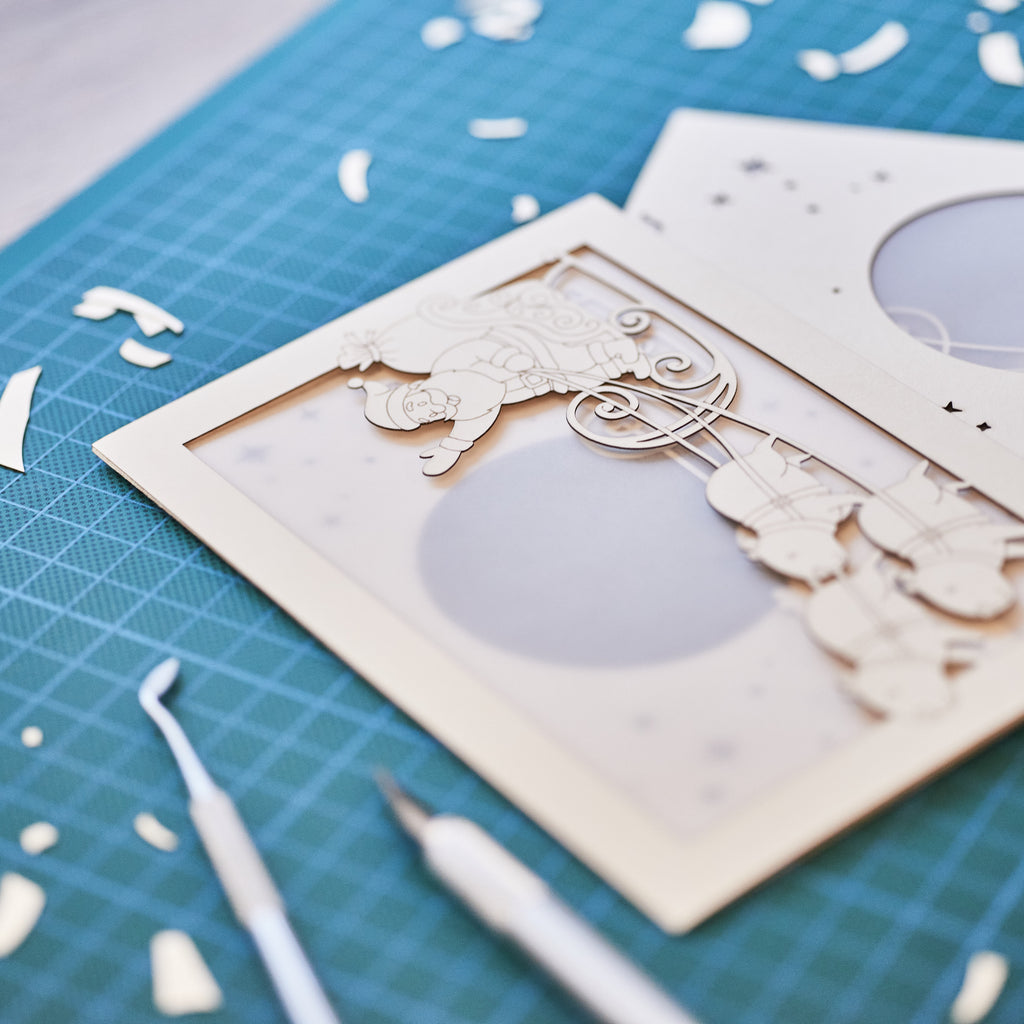 Santa Claus sleigh pulled by capybaras in Christmas night sky