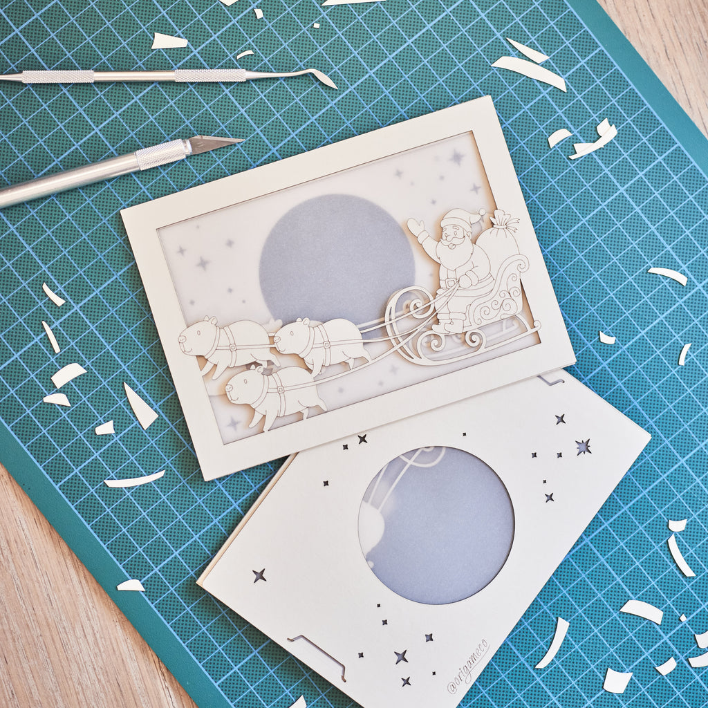 Santa Claus sleigh pulled by capybaras in Christmas night sky