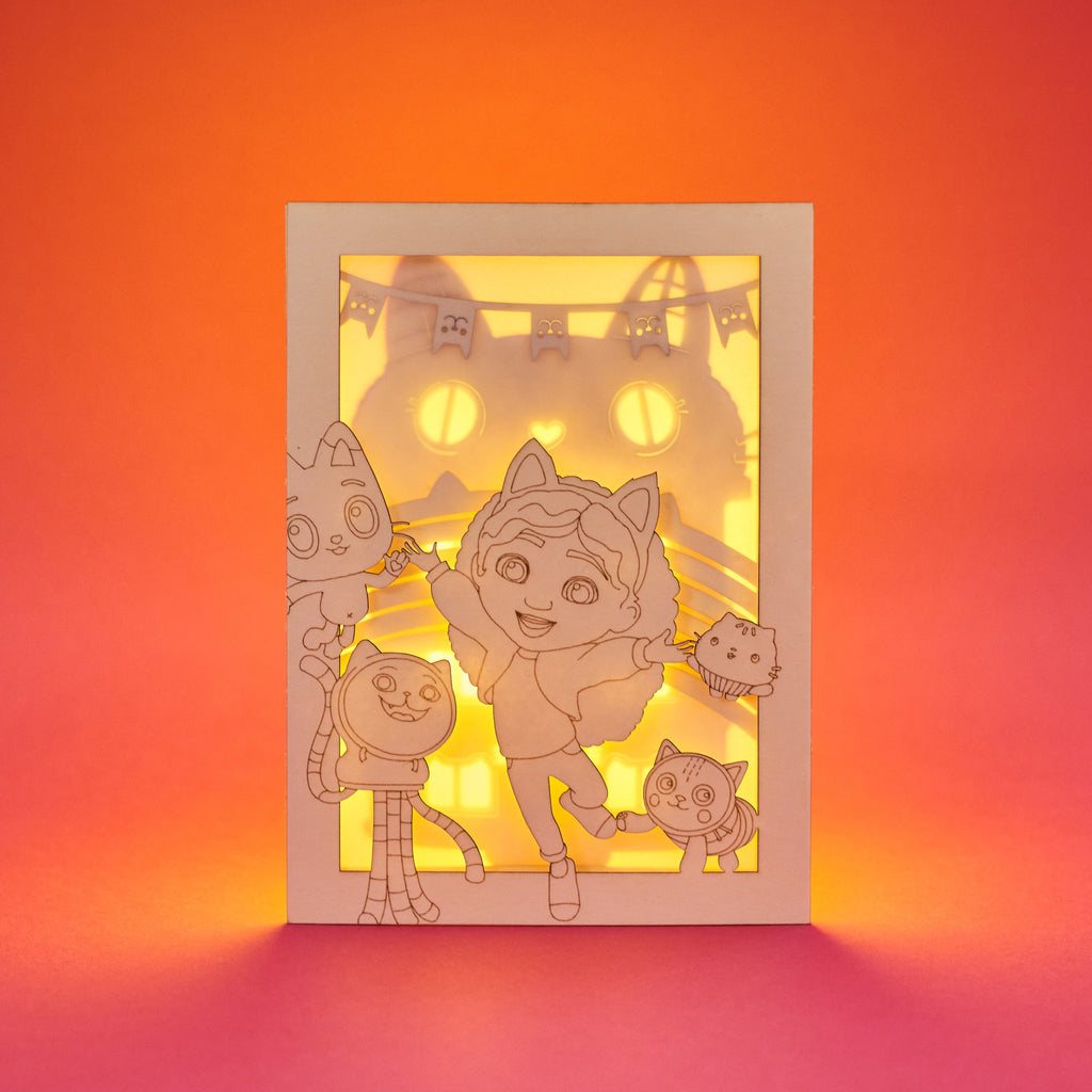 Gabby's Dollhouse characters DJ Catnip, Pandy Paws, Pillow Cat and Cakey