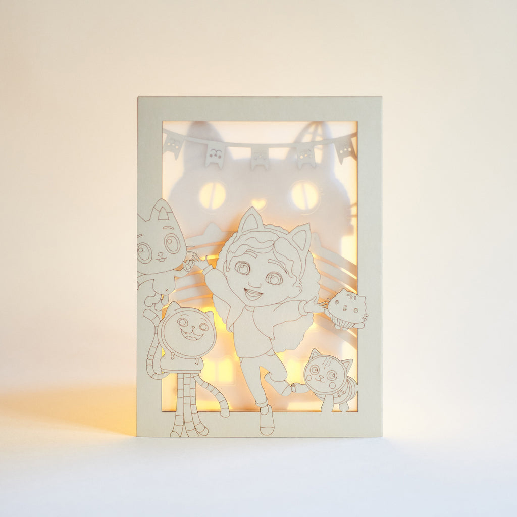 Gabby's Dollhouse characters DJ Catnip, Pandy Paws, Pillow Cat and Cakey