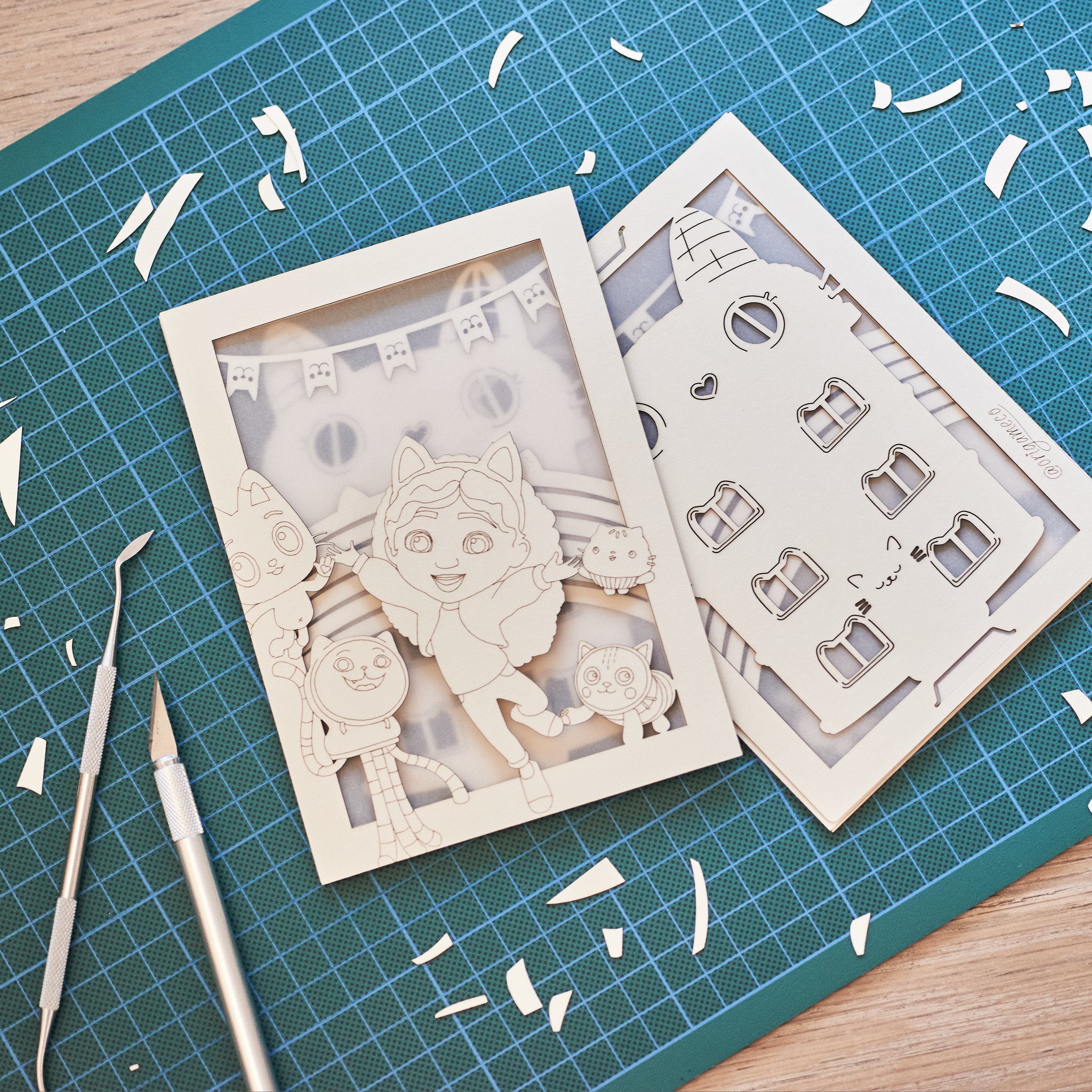 Gabby's Dollhouse characters DJ Catnip, Pandy Paws, Pillow Cat and Cakey