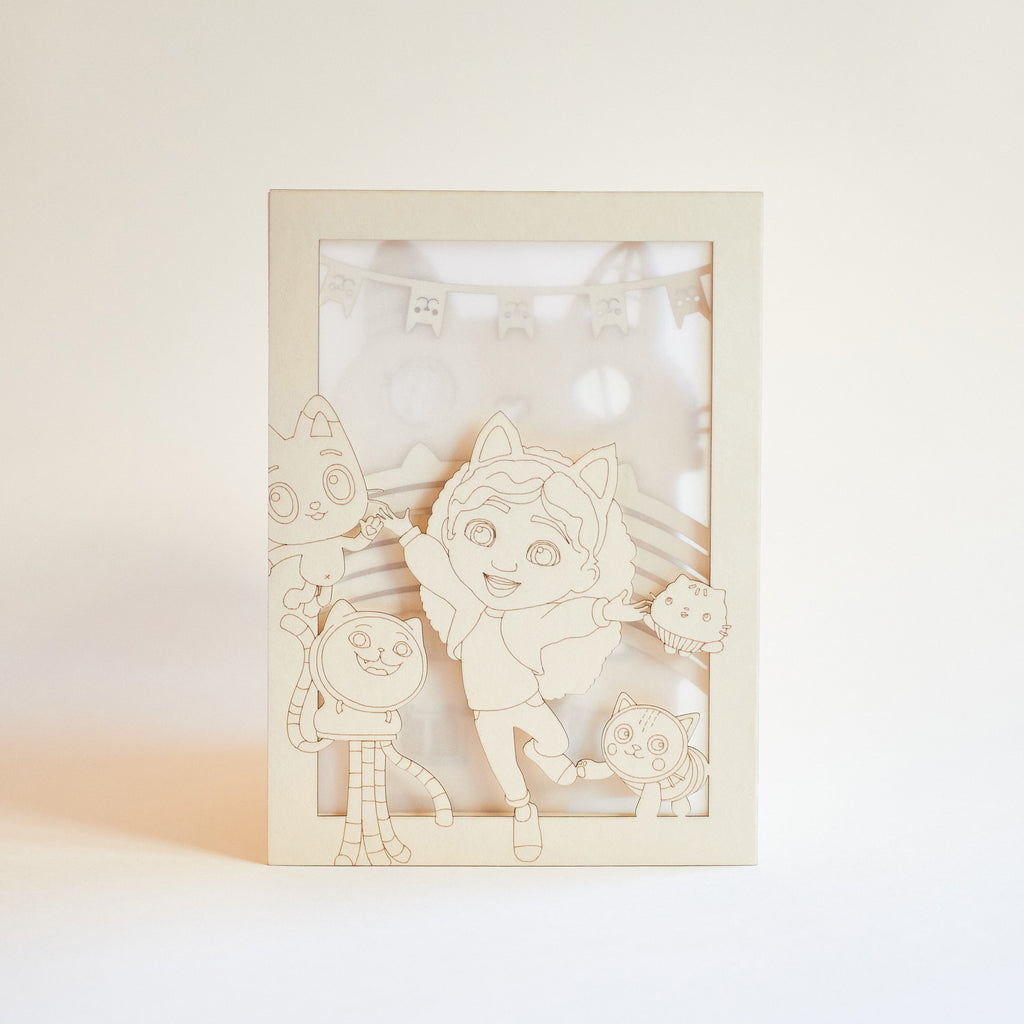 Gabby's Dollhouse characters DJ Catnip, Pandy Paws, Pillow Cat and Cakey