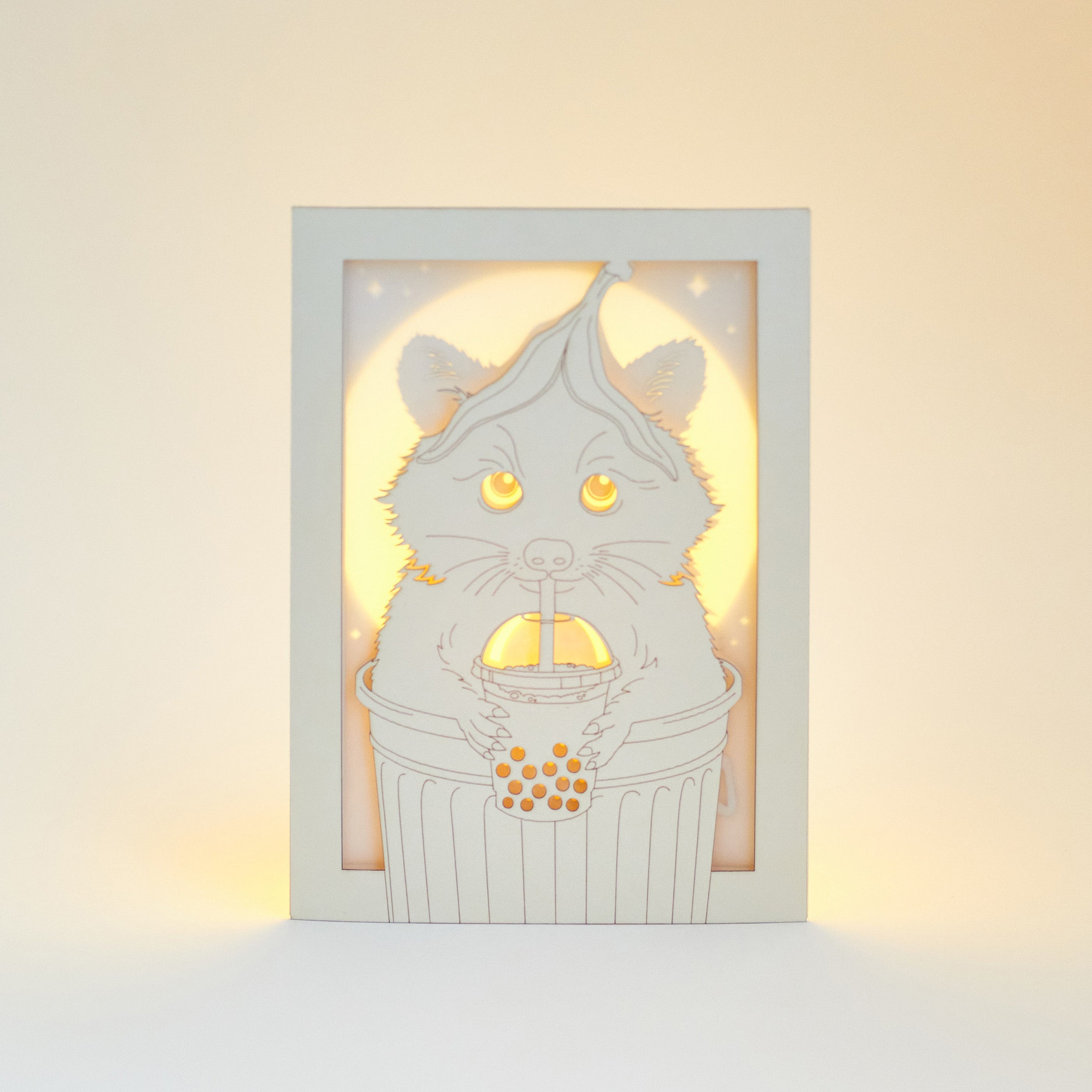 Funny Raccoon Card: Trash Panda with Bubble Tea and Banana Peel