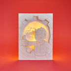 Fallout Vault Boy Card: Thumbs Up and Nuclear Explosion