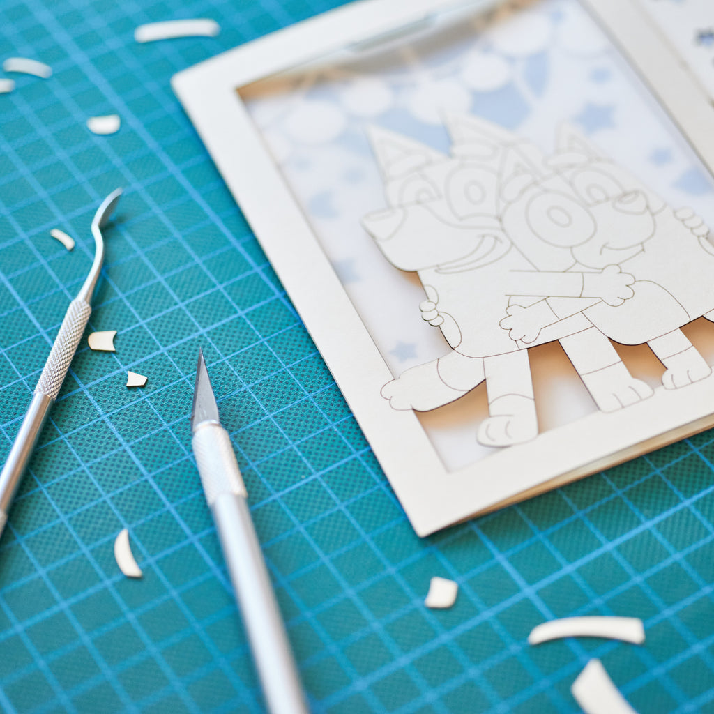 Bluey and Bingo: Sisters in Bedroom with Stained Glass Window