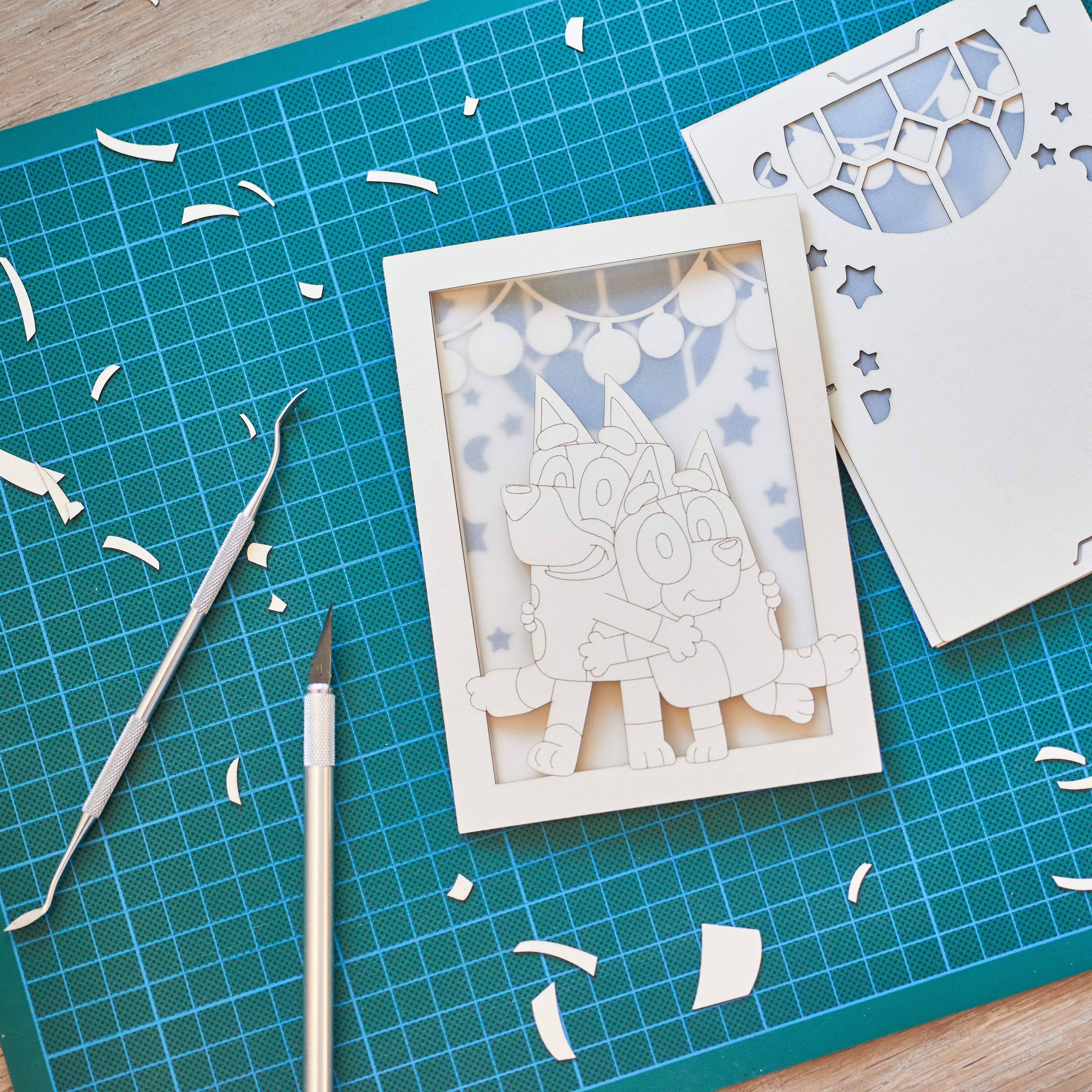 Bluey and Bingo: Sisters in Bedroom with Stained Glass Window