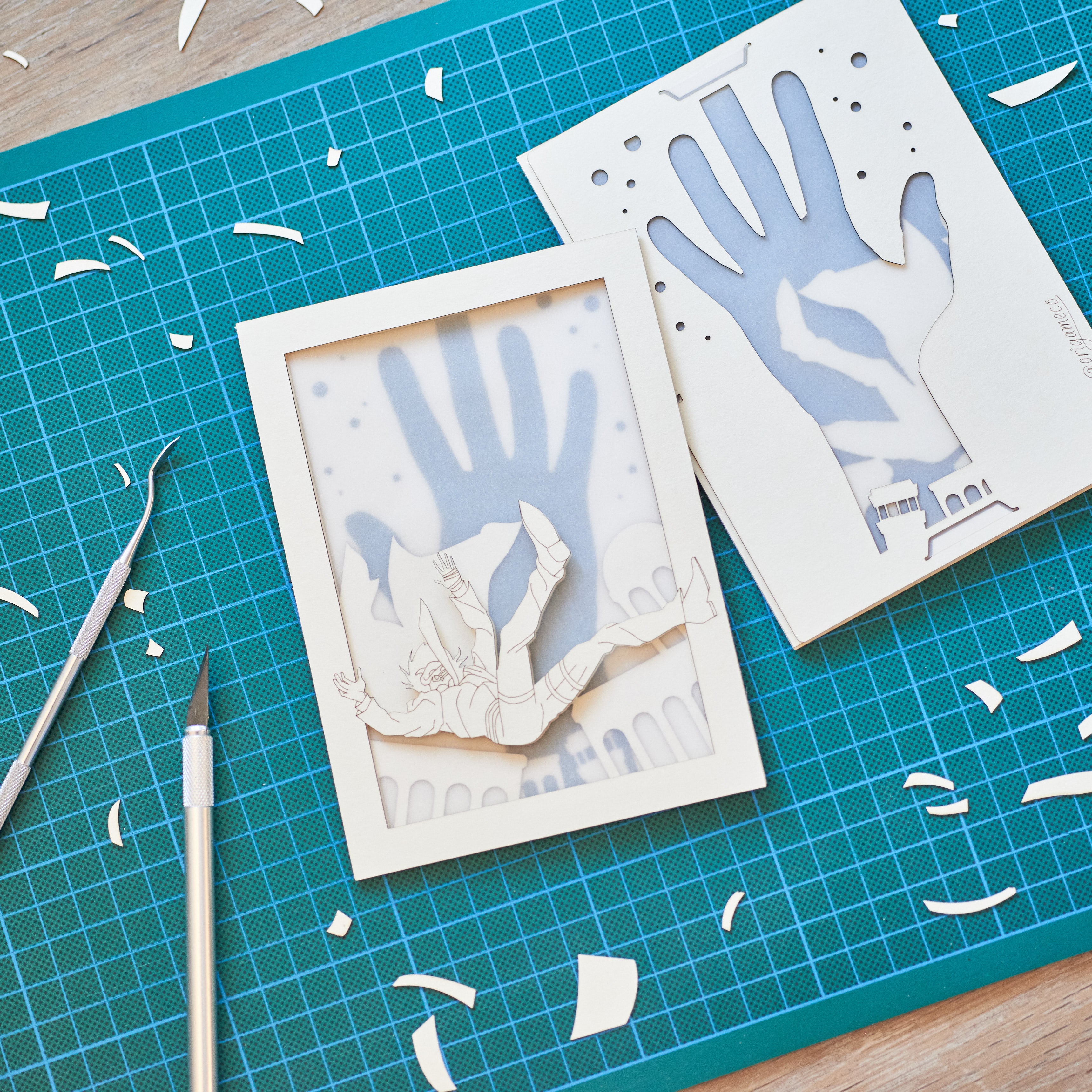 Neon White Card: Mr. White Falling over City Buildings Background