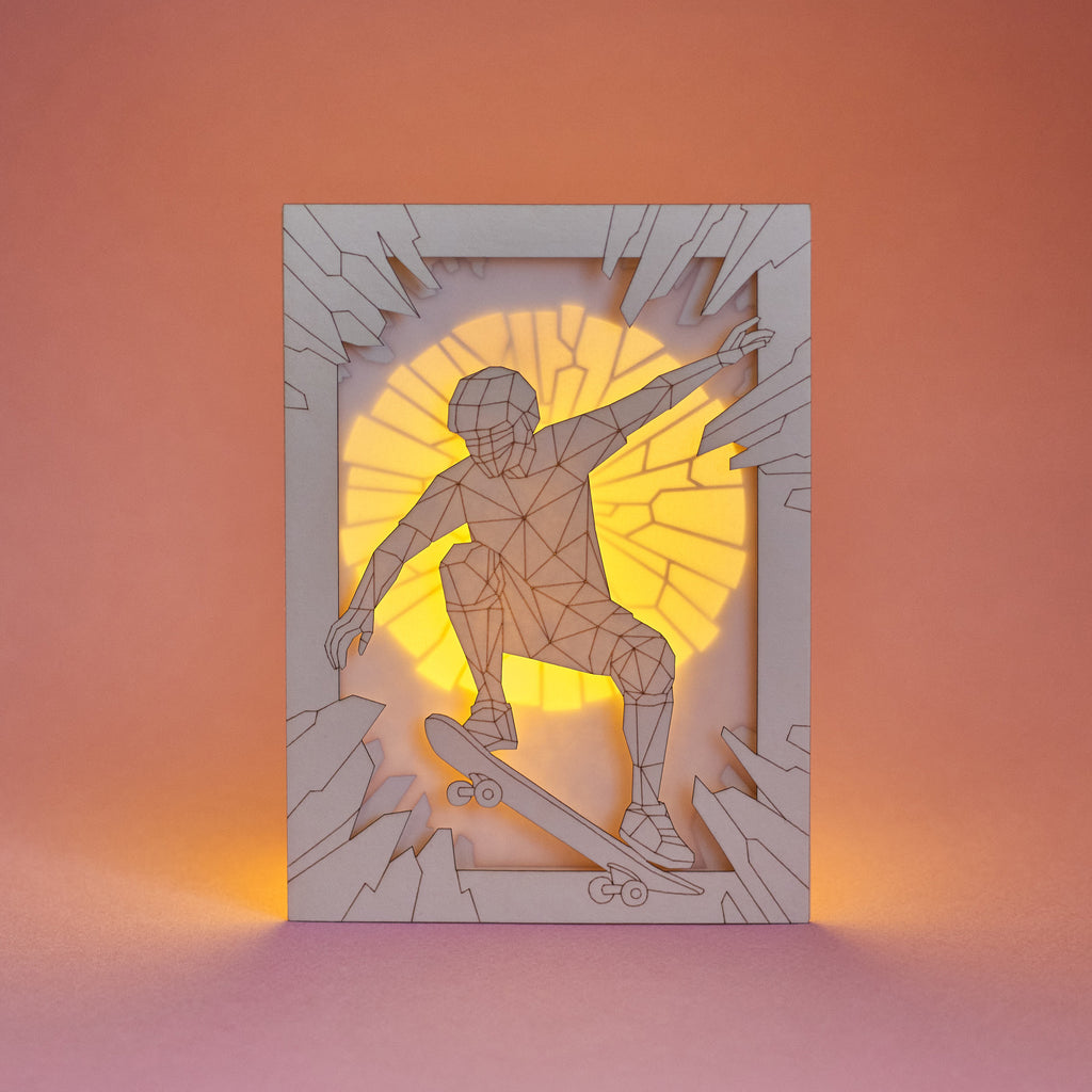 Skate Story Glass Demon Card: Low Poly Hell Journey to the Moon