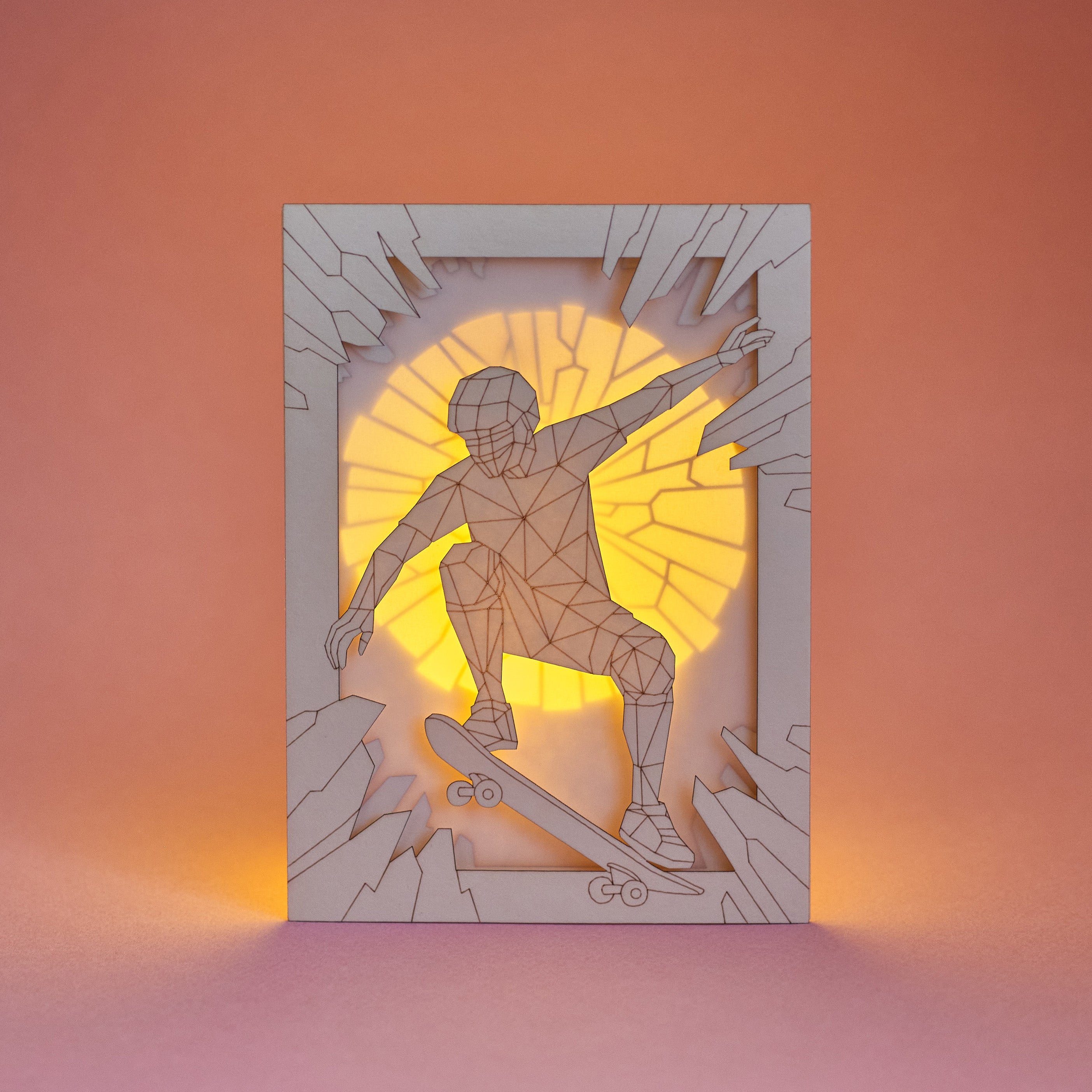 Skate Story Glass Demon Card: Low Poly Hell Journey to the Moon