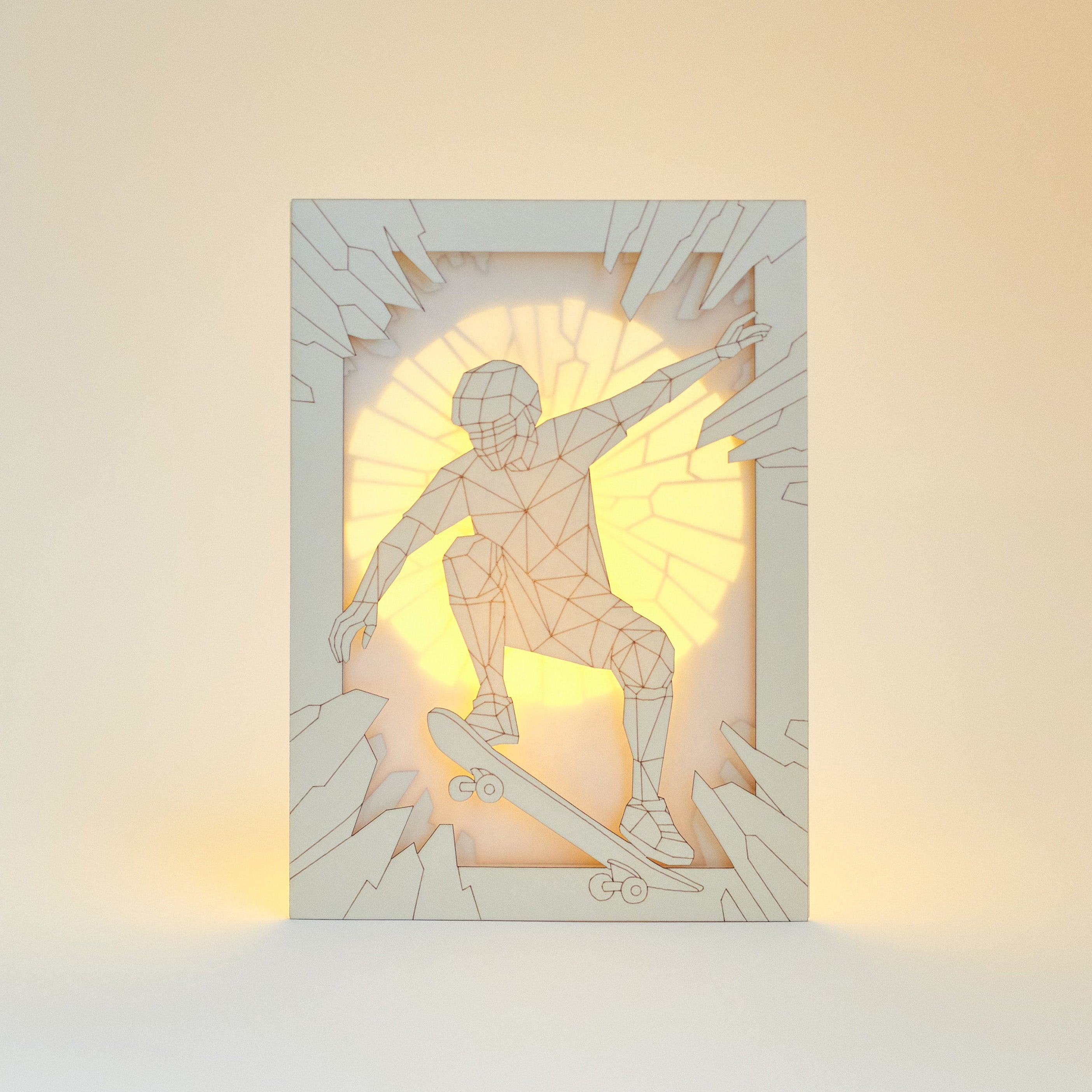 Skate Story Glass Demon Card: Low Poly Hell Journey to the Moon