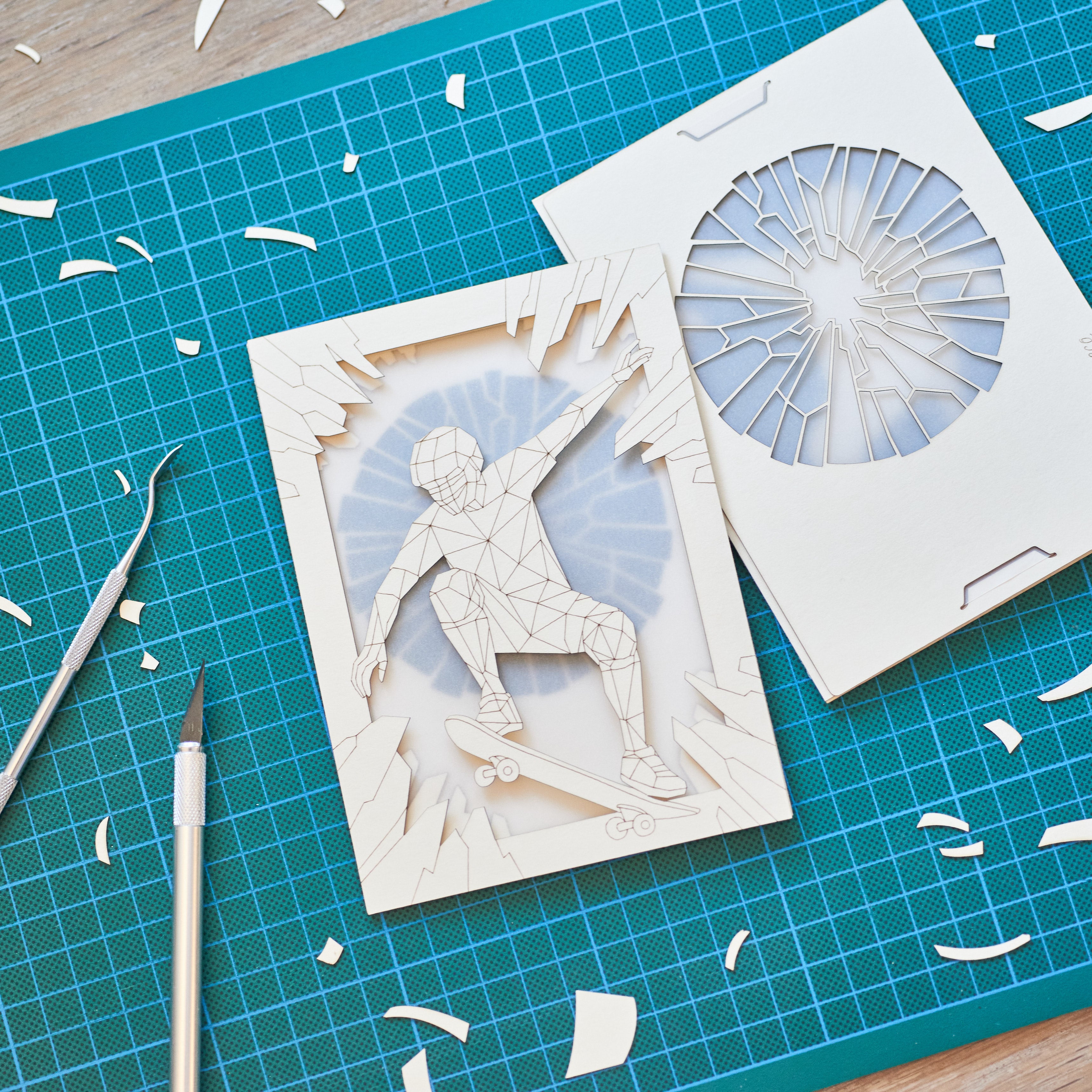 Skate Story Glass Demon Card: Low Poly Hell Journey to the Moon