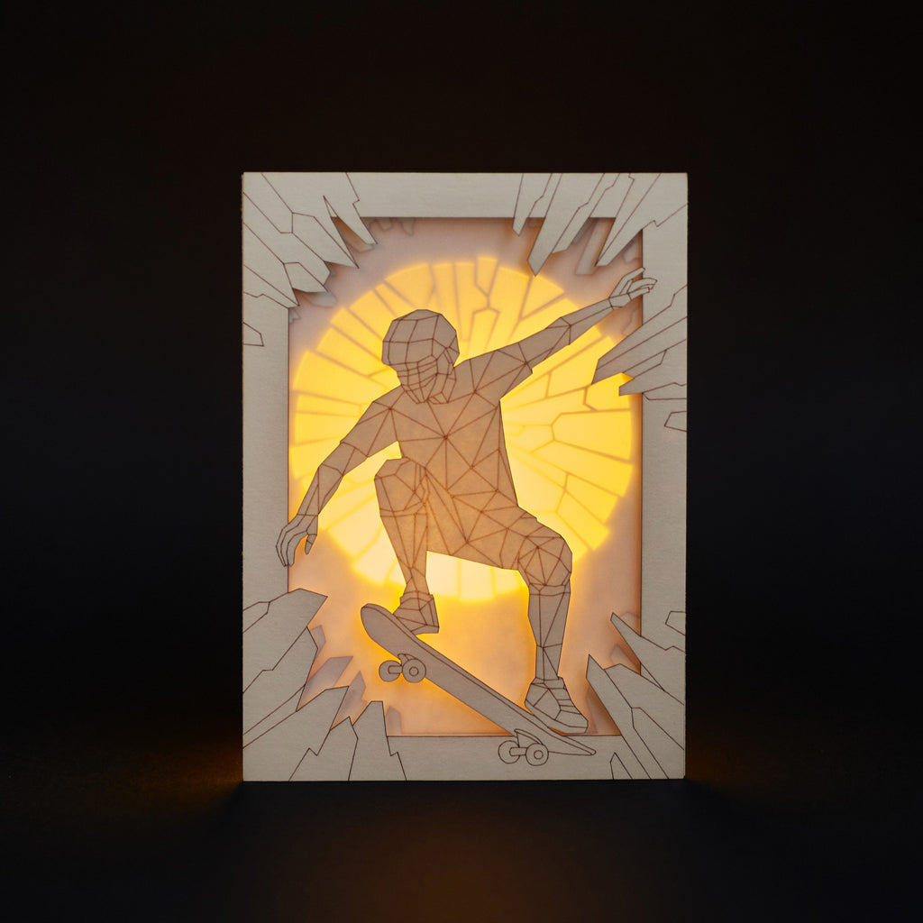 Skate Story Glass Demon Card: Low Poly Hell Journey to the Moon