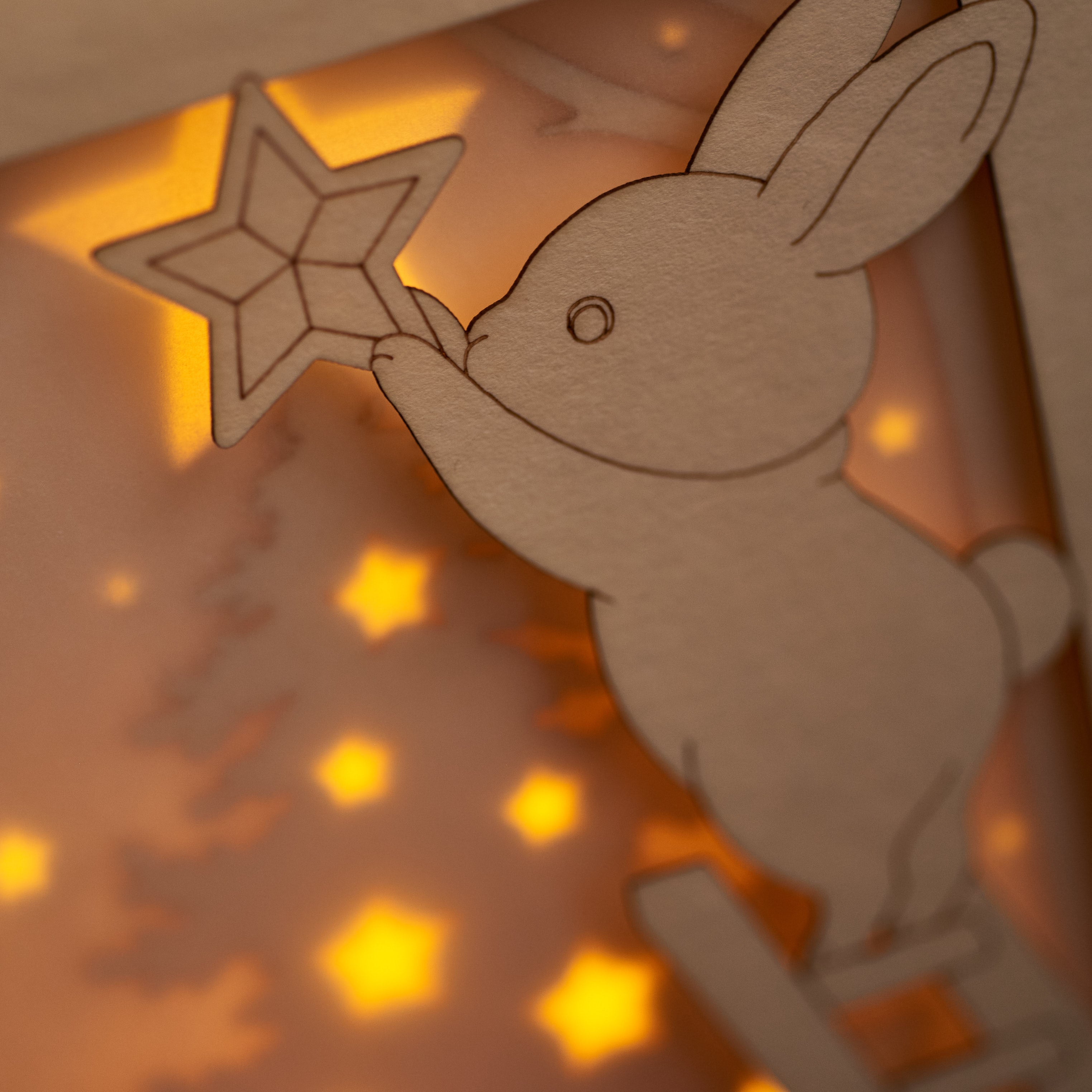 Christmas Forest Animals Card: Bunny and Squirrel Decorating Tree