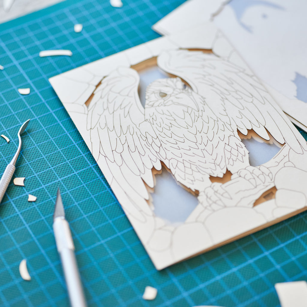 Gothic Raven Card: Dark Bird in Stone Arch with Glowing Eyes