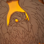 Gothic Raven Card: Dark Bird in Stone Arch with Glowing Eyes