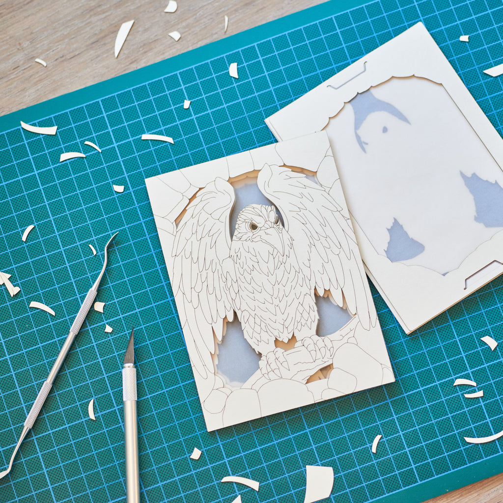 Gothic Raven Card: Dark Bird in Stone Arch with Glowing Eyes