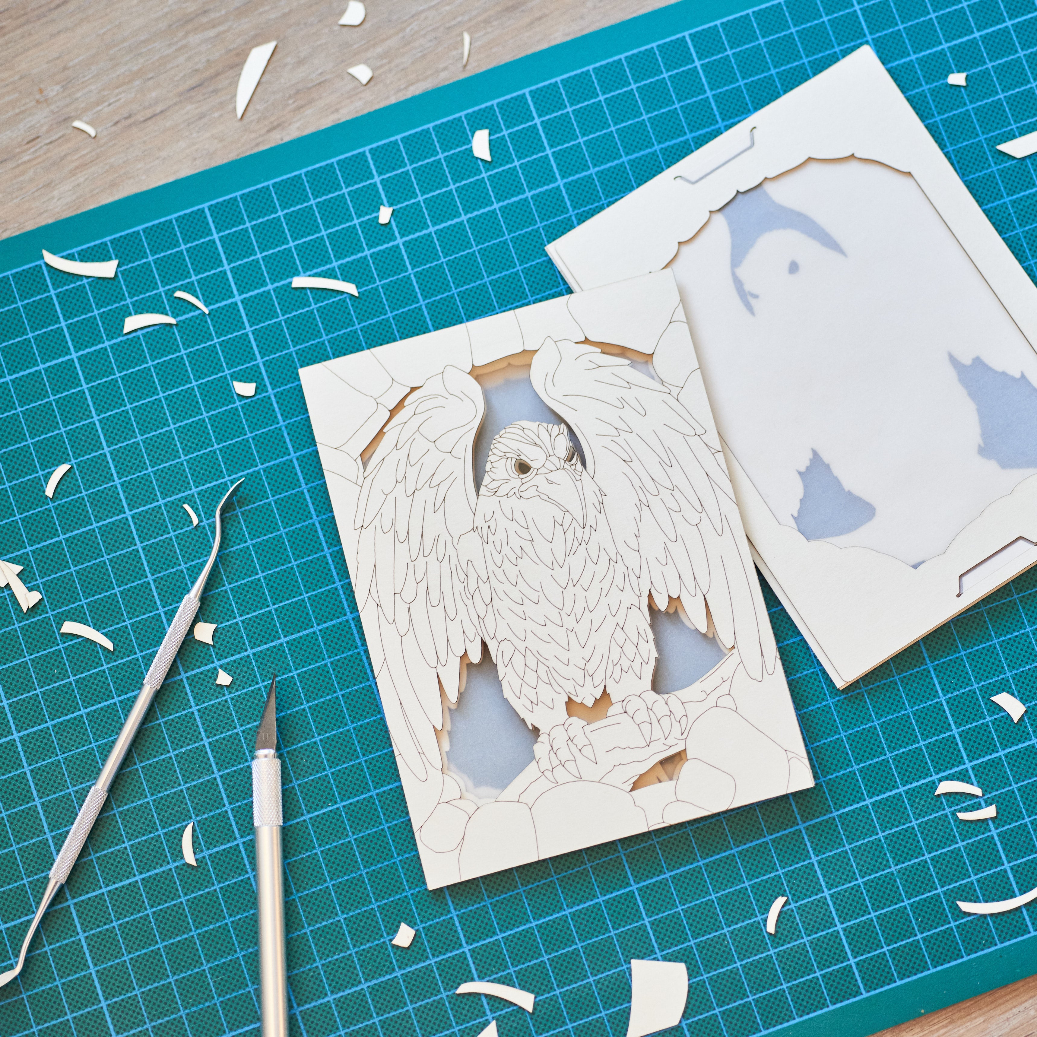 Gothic Raven Card: Dark Bird in Stone Arch with Glowing Eyes