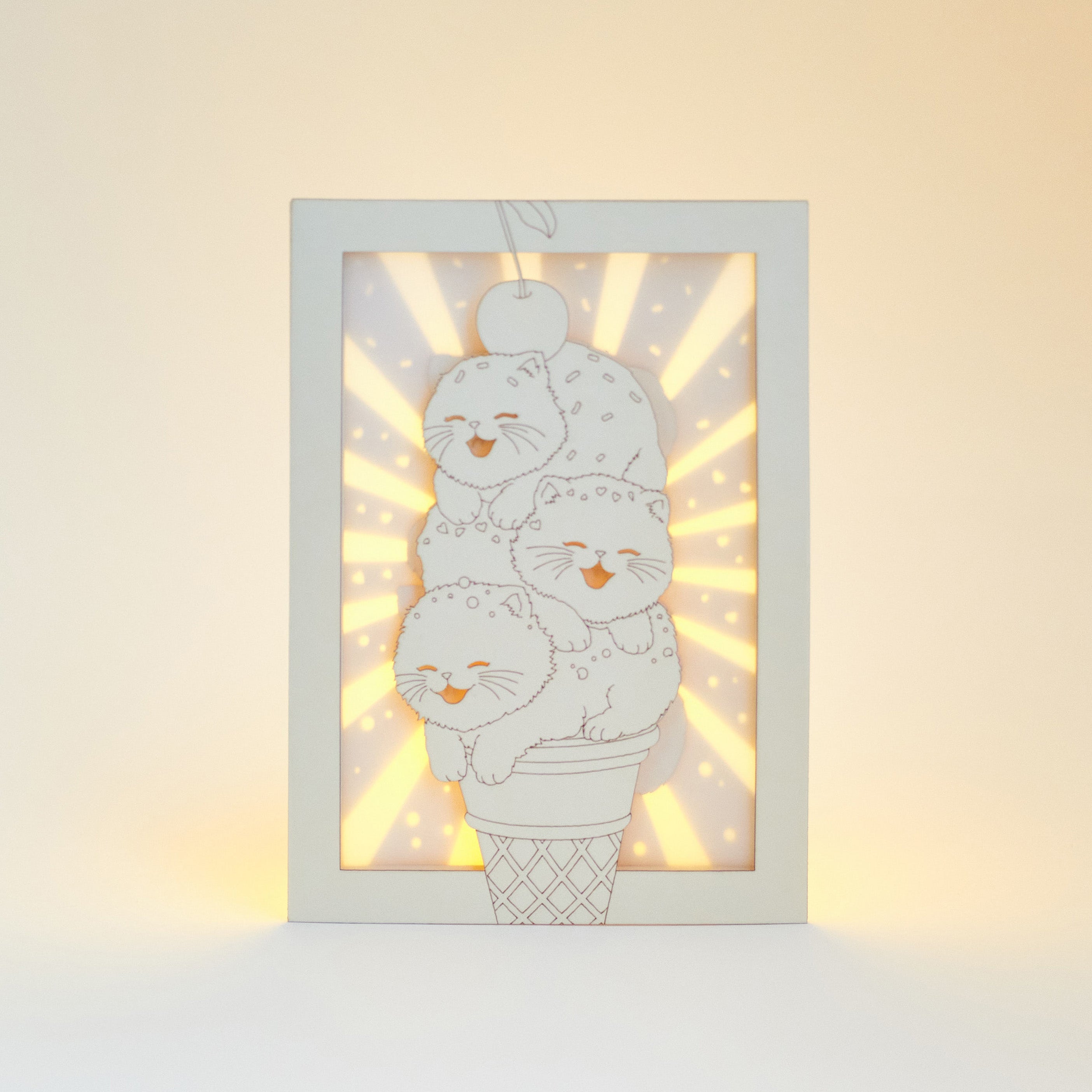 Kittens Ice Cream Cone Card - Cute Cats with Sprinkles on Waffle