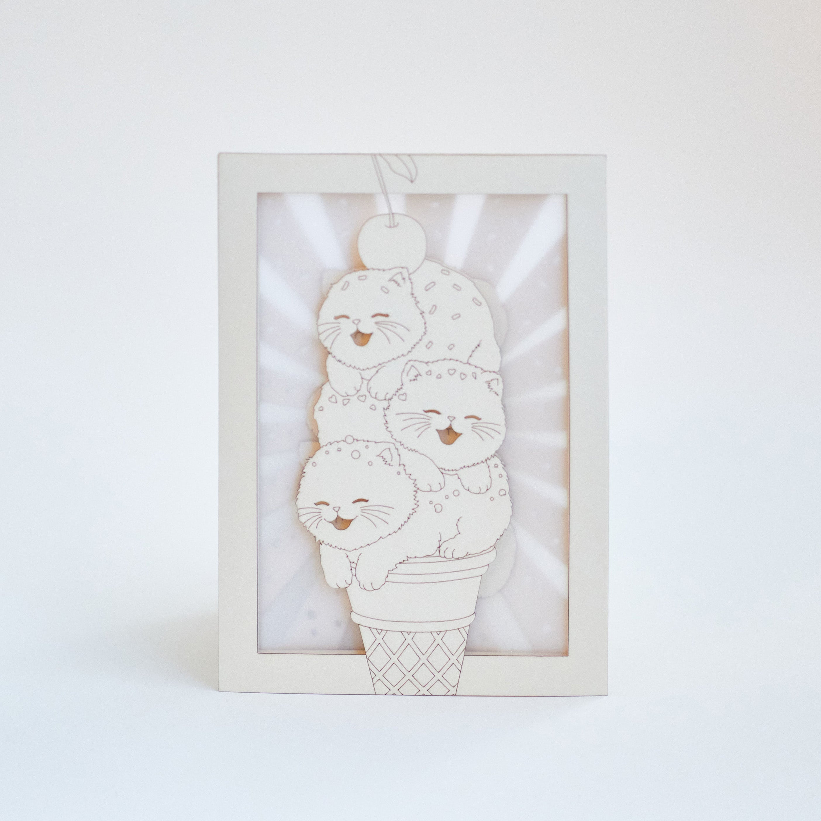 Kittens Ice Cream Cone Card - Cute Cats with Sprinkles on Waffle