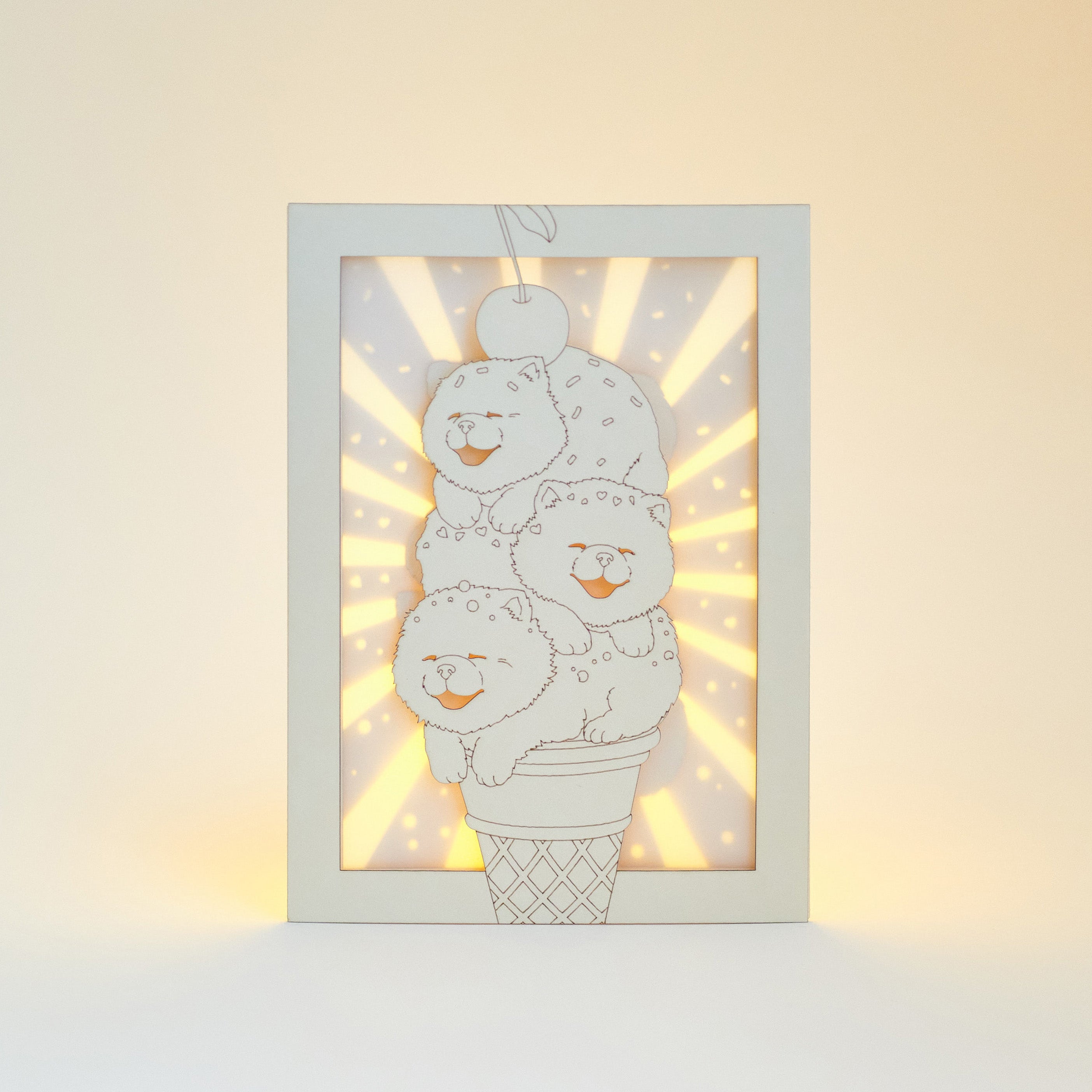 Chow Chow Ice Cream Cone Card: Fluffy Puppies with Sprinkles