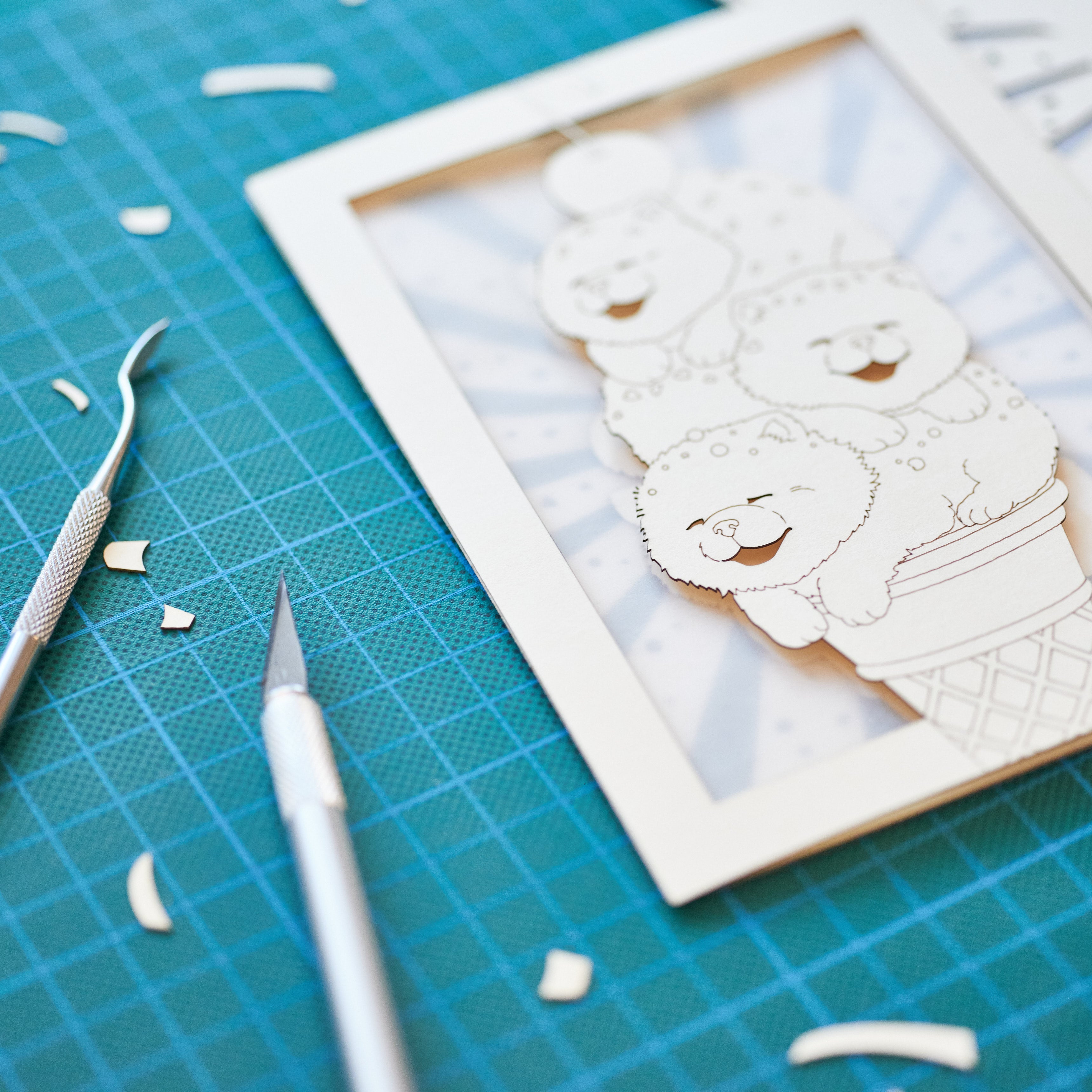 Chow Chow Ice Cream Cone Card: Fluffy Puppies with Sprinkles