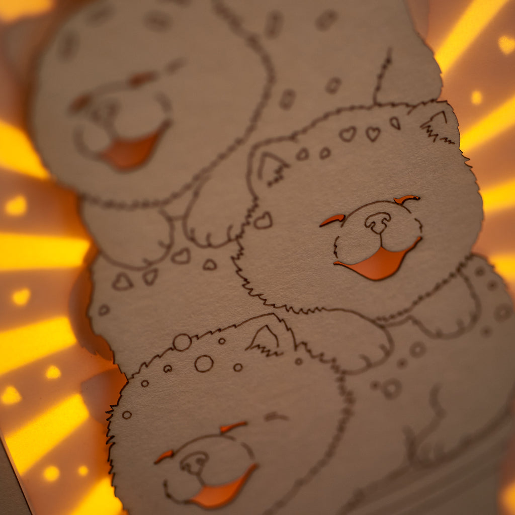 Chow Chow Ice Cream Cone Card: Fluffy Puppies with Sprinkles