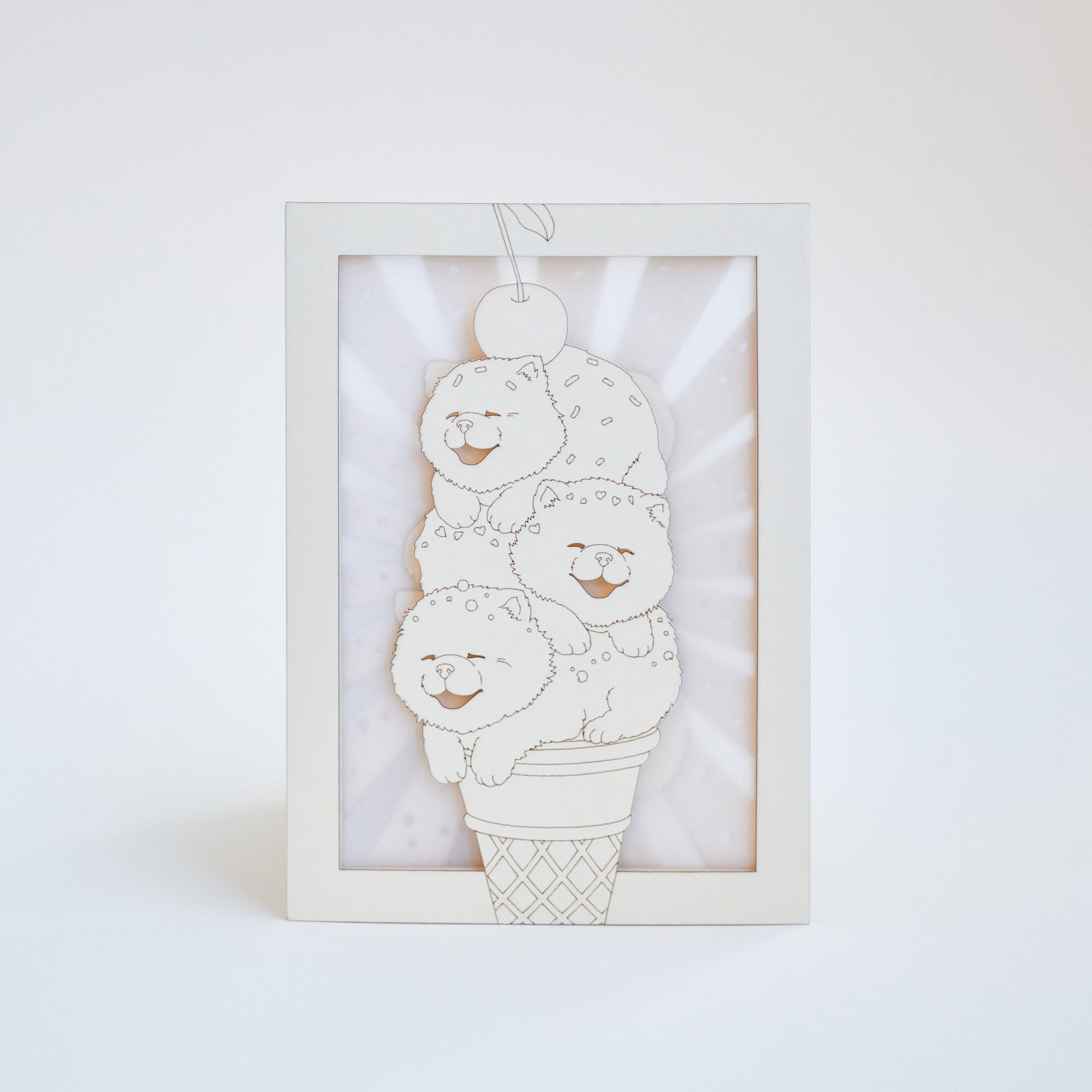 Chow Chow Ice Cream Cone Card: Fluffy Puppies with Sprinkles