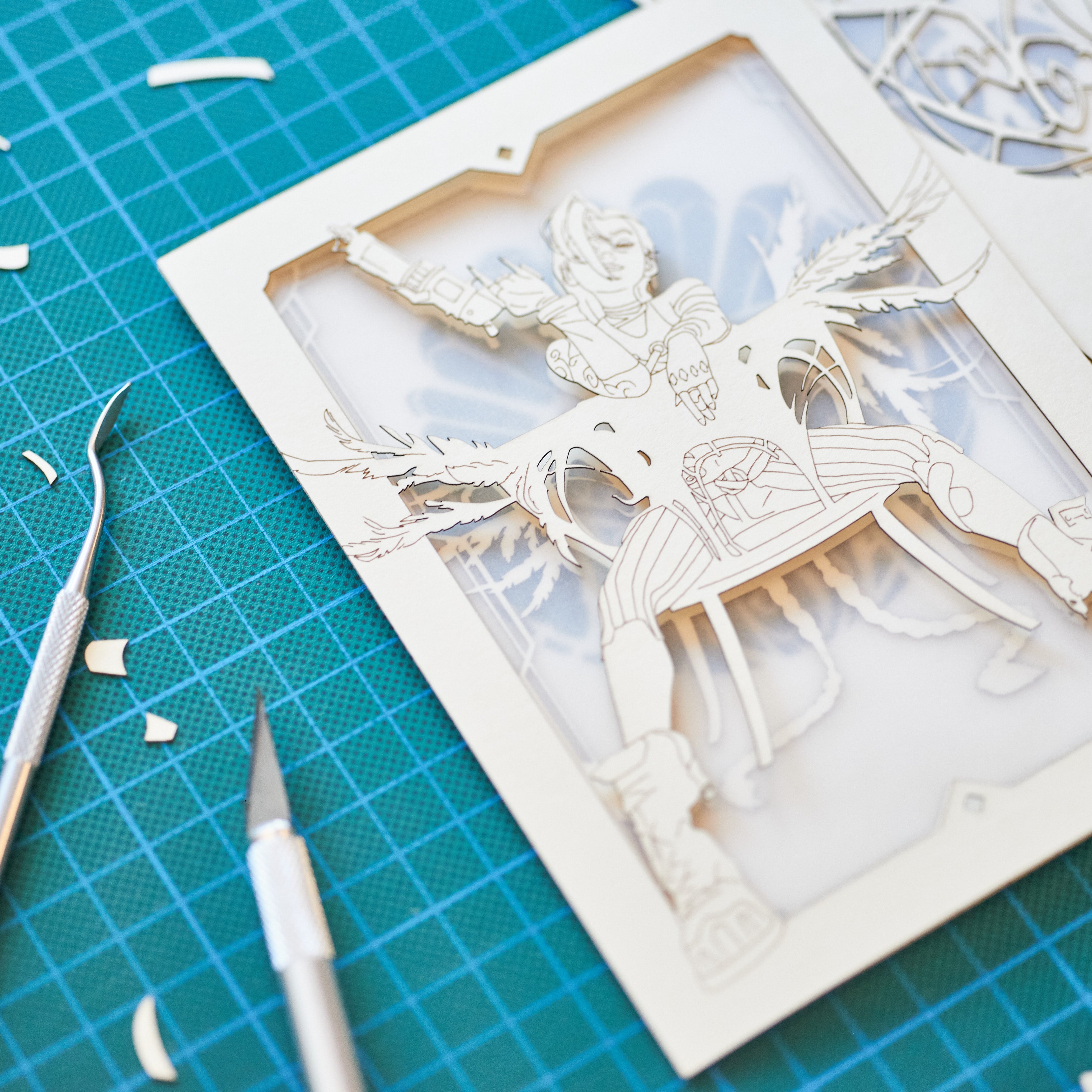 Arcane Jinx Card: Powder with Steampunk Pistol and Art Deco Window