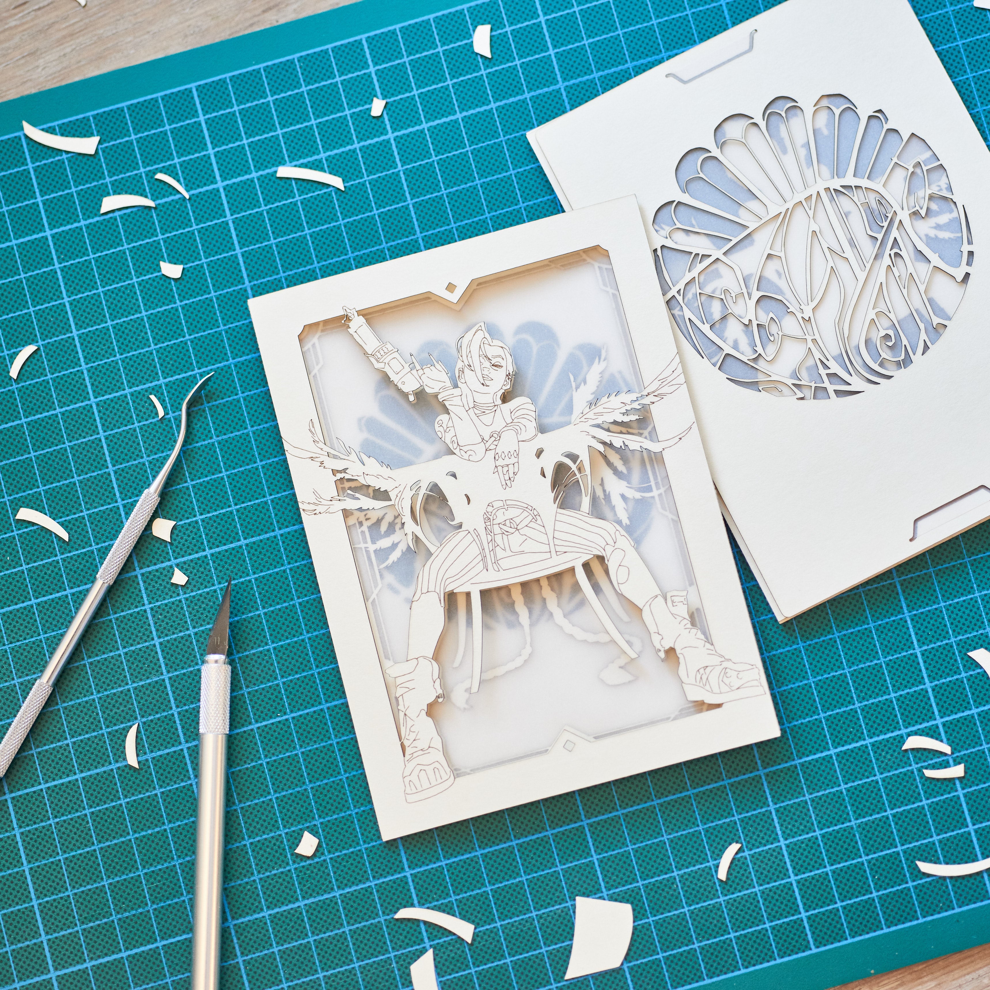 Arcane Jinx Card: Powder with Steampunk Pistol and Art Deco Window