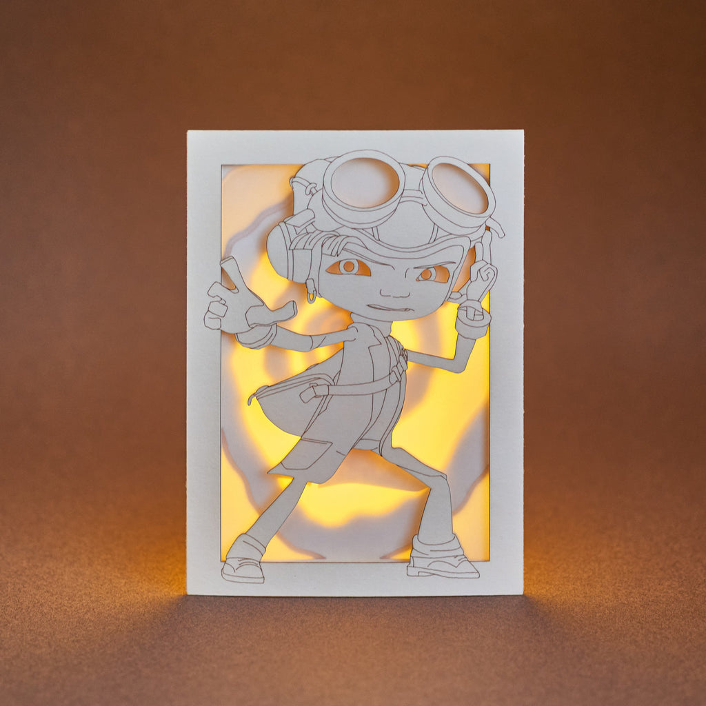 Psychonauts Raz Card: Telekinesis Hero with Hypnotic Swirls