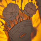 Blindfolded Woman with Flowers: Surreal Floral Art