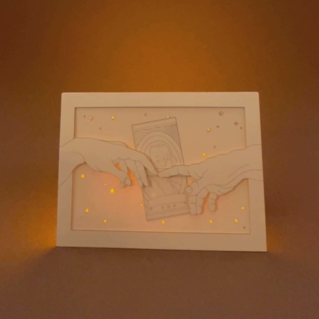 Michelangelo Creation of Adam touching hands with gift compartment